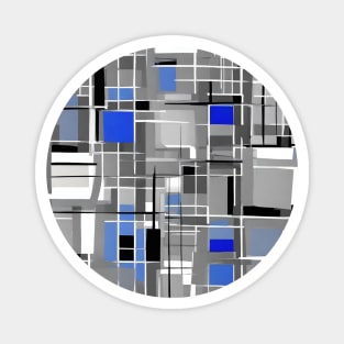 Blue Gray Black And White Abstract Rectangles Magnet